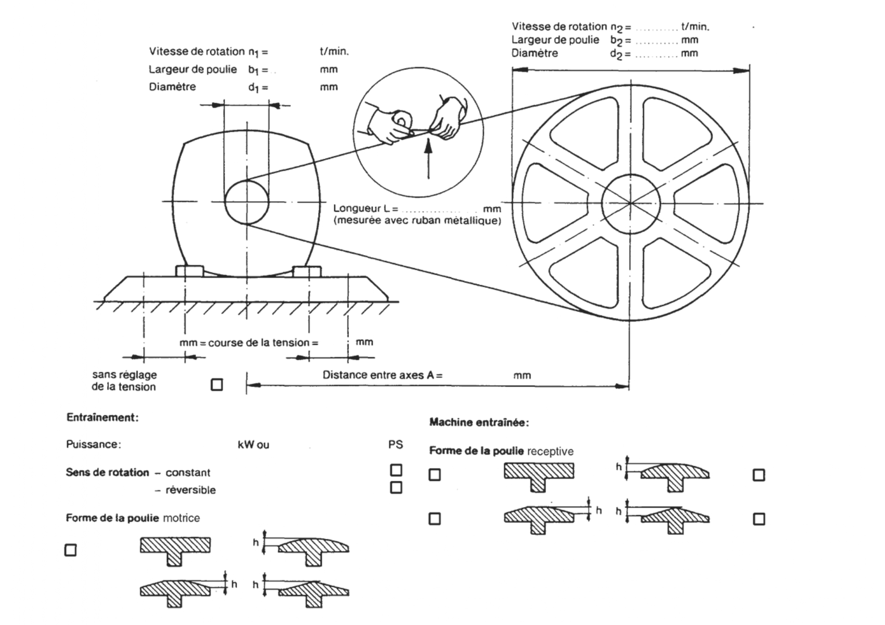 Information for calculating a belt